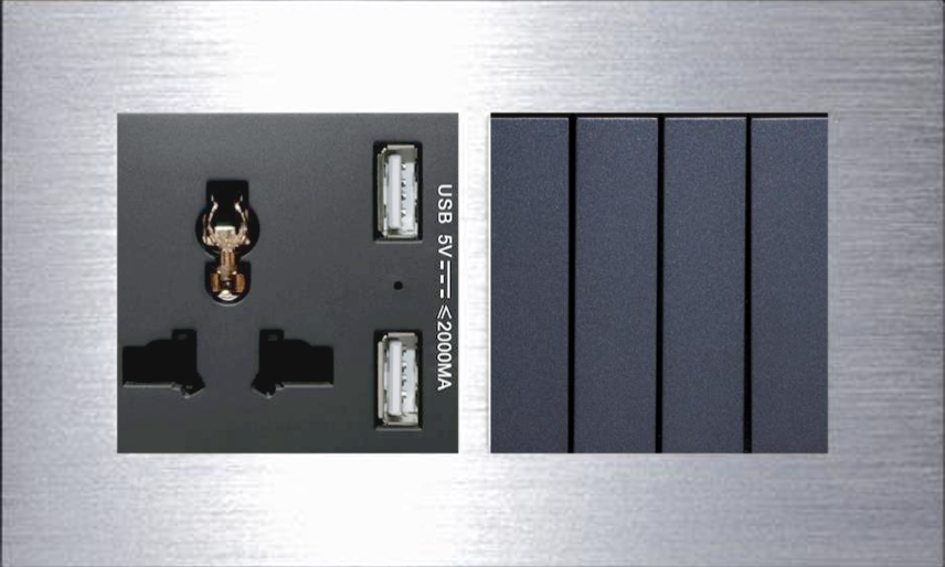 Sol Aluminum Duble USB Socket With 4G Switch