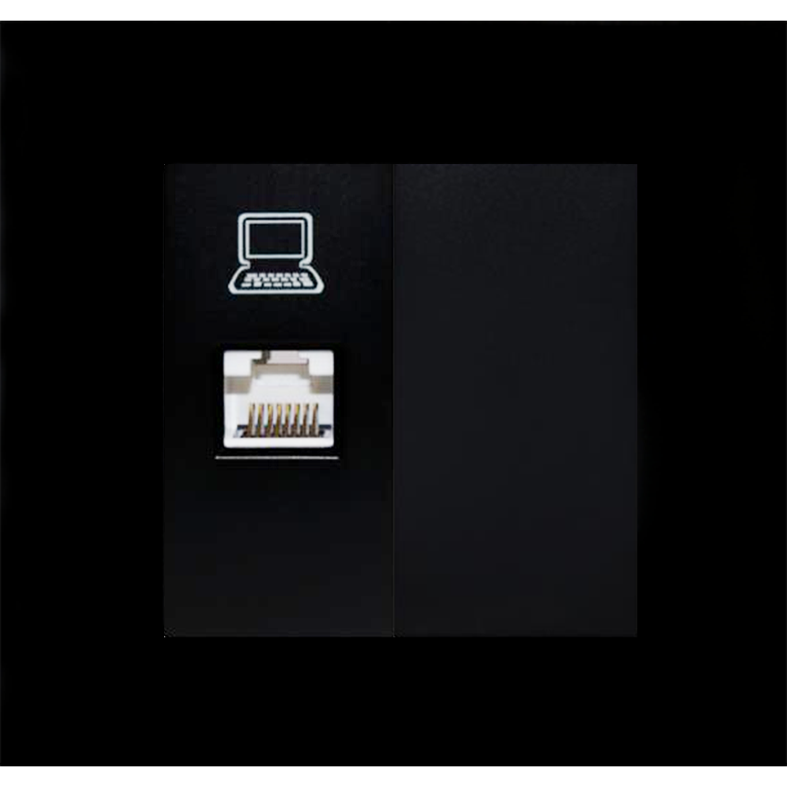 SOL-COV1-GLS-B & SOL-NET-B Sol Black Glass 1 Gang With ETHERNET and single Blank COVER