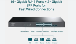 TP-Link SG2218P JetStream 18 Port Gigabit  Switch with 16 Port PoE+ (150w)